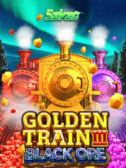 Tampilan visual slot Golden Train III: Black Ore dengan latar belakang ngarai dan kereta tambang.
